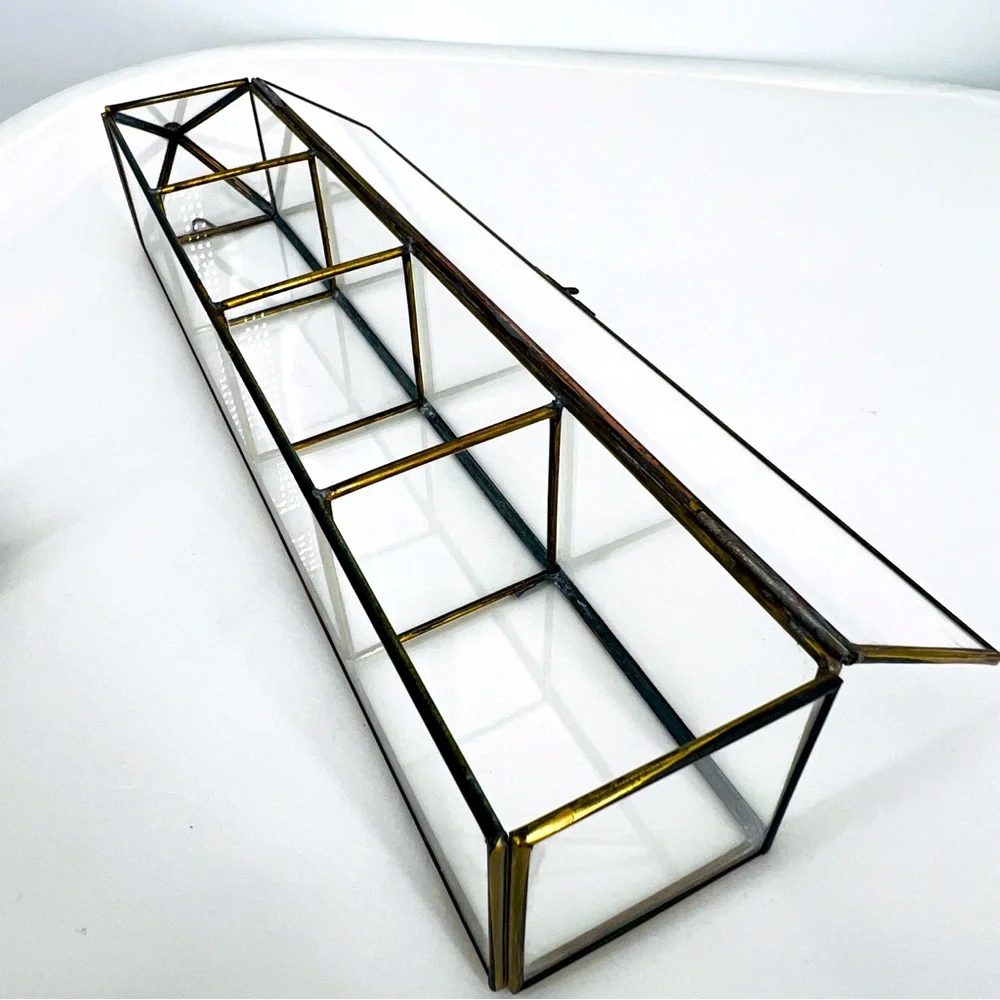 Vintage Brass & Glass Curio Cabinet 18